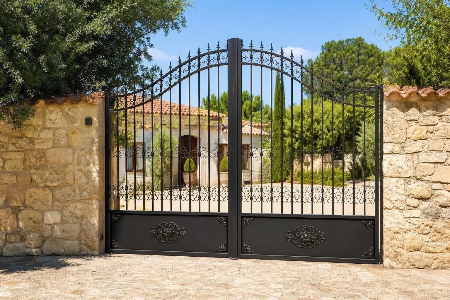 Puerta metálica con cristal en el portal de un edificio de viviendas